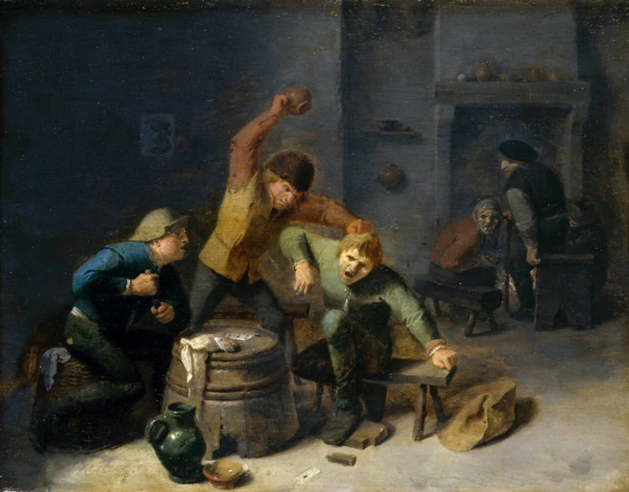 Interno con contadini in lotta - Gemäldegalerie Alte Meister , Dresda